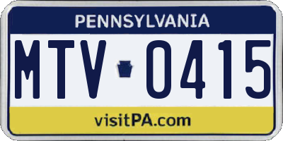 PA license plate MTV0415