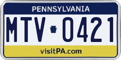 PA license plate MTV0421