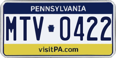 PA license plate MTV0422