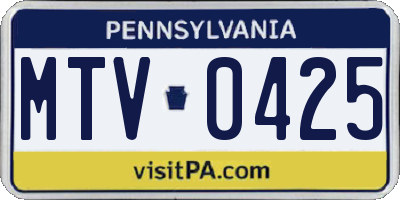 PA license plate MTV0425