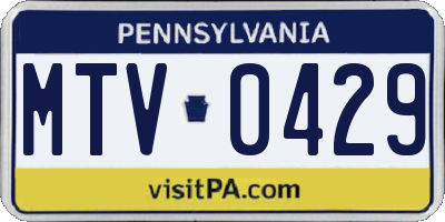 PA license plate MTV0429