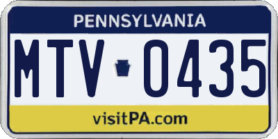 PA license plate MTV0435
