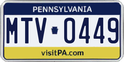 PA license plate MTV0449