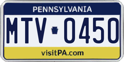 PA license plate MTV0450