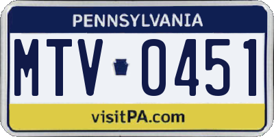 PA license plate MTV0451