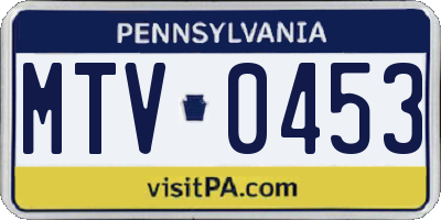 PA license plate MTV0453