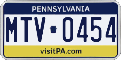 PA license plate MTV0454