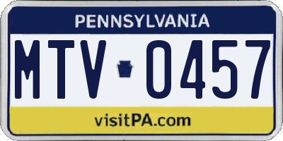 PA license plate MTV0457