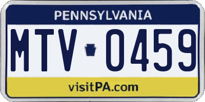 PA license plate MTV0459