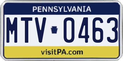 PA license plate MTV0463