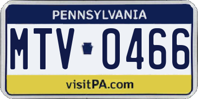 PA license plate MTV0466