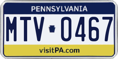 PA license plate MTV0467