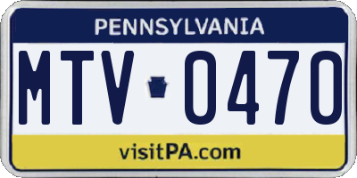 PA license plate MTV0470