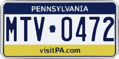 PA license plate MTV0472