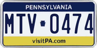 PA license plate MTV0474