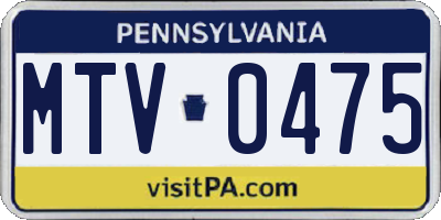 PA license plate MTV0475