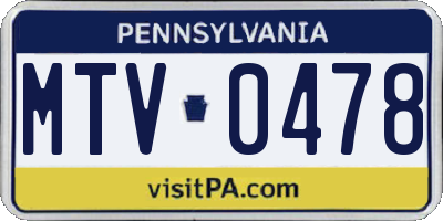 PA license plate MTV0478