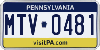 PA license plate MTV0481