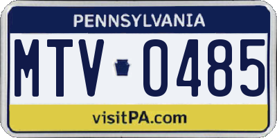 PA license plate MTV0485