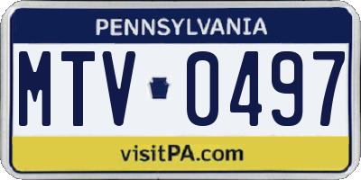 PA license plate MTV0497
