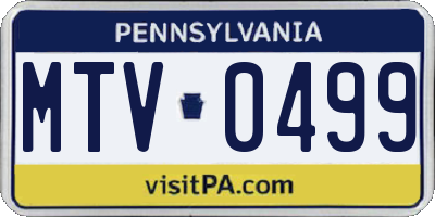 PA license plate MTV0499