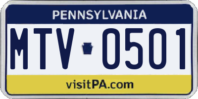 PA license plate MTV0501