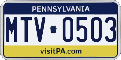 PA license plate MTV0503