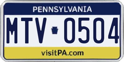 PA license plate MTV0504