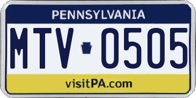 PA license plate MTV0505