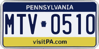 PA license plate MTV0510