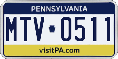 PA license plate MTV0511