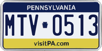 PA license plate MTV0513