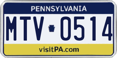 PA license plate MTV0514