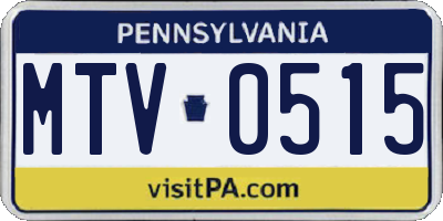 PA license plate MTV0515