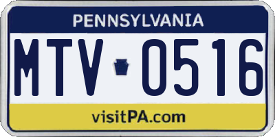 PA license plate MTV0516