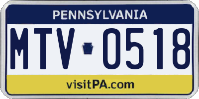 PA license plate MTV0518