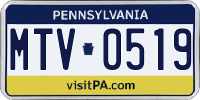 PA license plate MTV0519