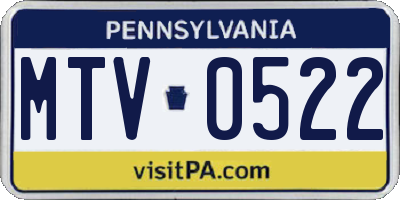 PA license plate MTV0522