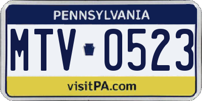 PA license plate MTV0523