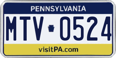 PA license plate MTV0524