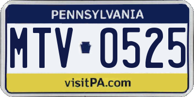 PA license plate MTV0525