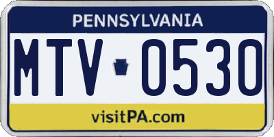 PA license plate MTV0530