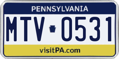 PA license plate MTV0531