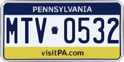 PA license plate MTV0532