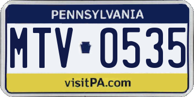 PA license plate MTV0535