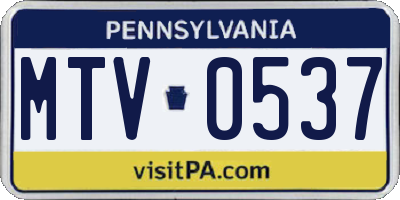 PA license plate MTV0537