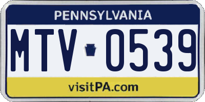 PA license plate MTV0539