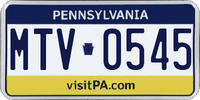 PA license plate MTV0545