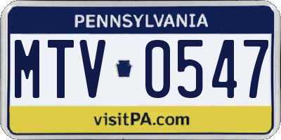 PA license plate MTV0547