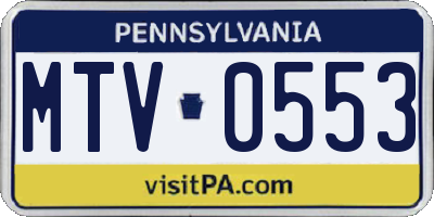 PA license plate MTV0553